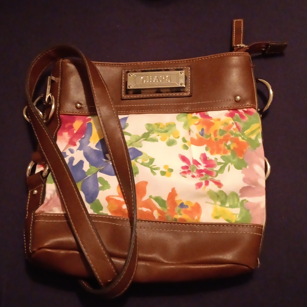 Chaps Multicolor Floral and Brown Shoulder Bag